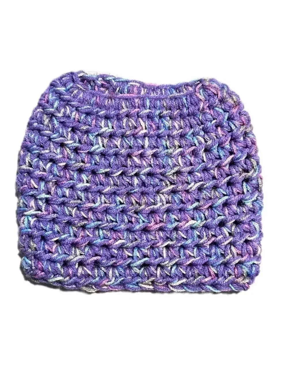 Crochet hat  purple pastel colors ponytail hole acrylic Handmade